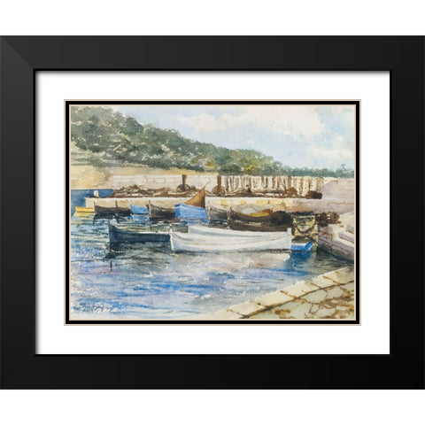 Boats Black Modern Wood Framed Art Print with Double Matting by Sargent, John Singer