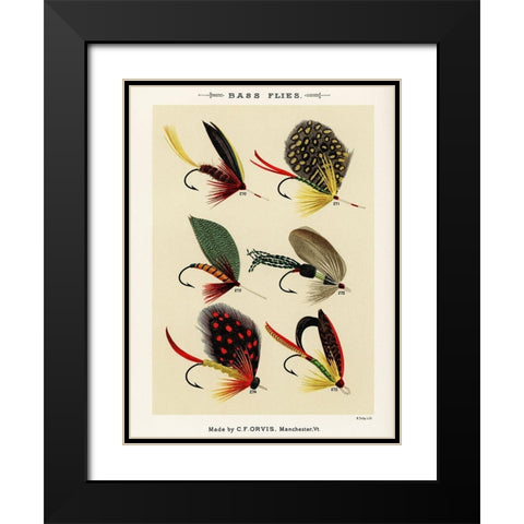 Bass Fishing Flies II from Favorite Flies and Their Histories Black Modern Wood Framed Art Print with Double Matting by Marbury, Mary Orvis