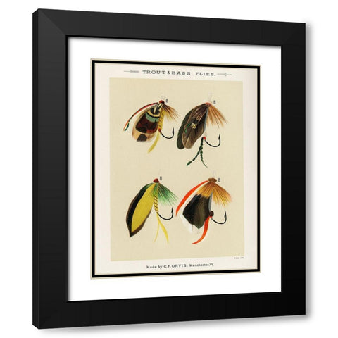 Trout And Bass Fishing Flies from Favorite Flies and Their Histories Black Modern Wood Framed Art Print with Double Matting by Marbury, Mary Orvis