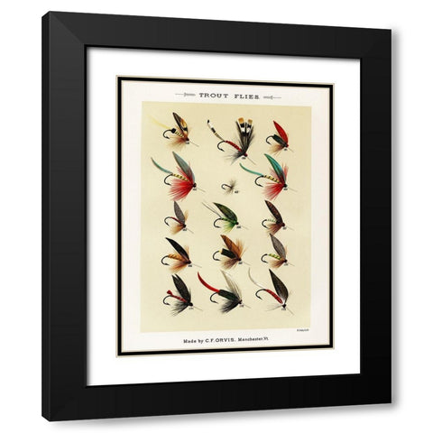 Trout Fishing Flies II from Favorite Flies and Their Histories Black Modern Wood Framed Art Print with Double Matting by Marbury, Mary Orvis