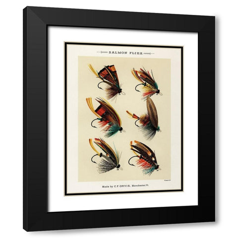 Salmon Fishing Flies III from Favorite Flies and Their Histories Black Modern Wood Framed Art Print with Double Matting by Marbury, Mary Orvis
