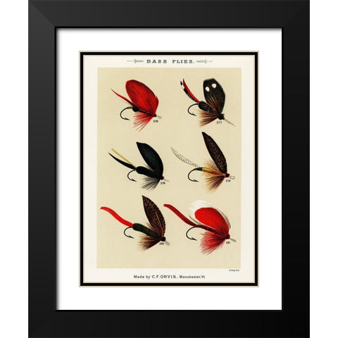 Bass Fishing Flies V from Favorite Flies and Their Histories Black Modern Wood Framed Art Print with Double Matting by Marbury, Mary Orvis
