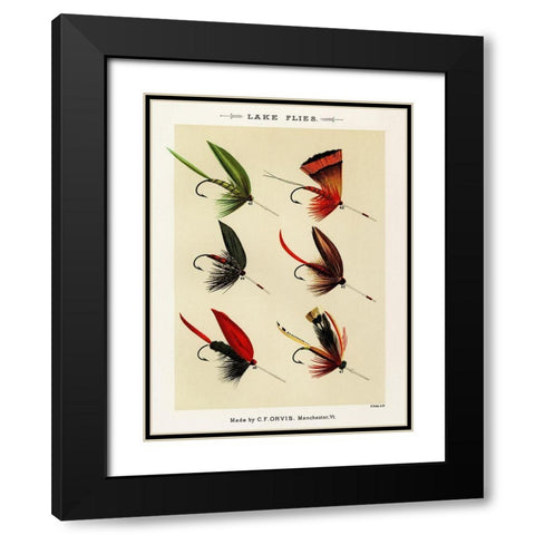 Lake Fishing Flies IV from Favorite Flies and Their Histories Black Modern Wood Framed Art Print with Double Matting by Marbury, Mary Orvis