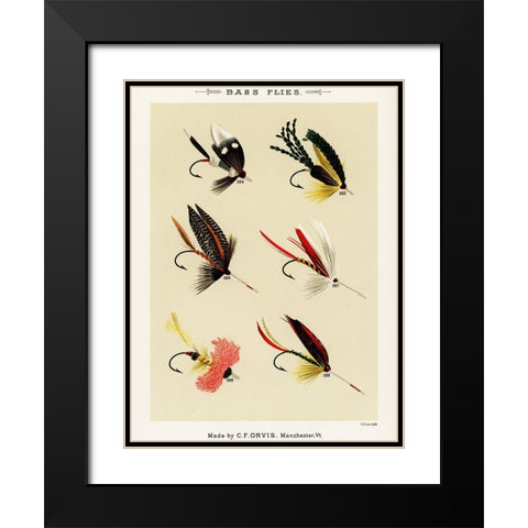 Bass Fishing Flies VIII from Favorite Flies and Their Histories Black Modern Wood Framed Art Print with Double Matting by Marbury, Mary Orvis