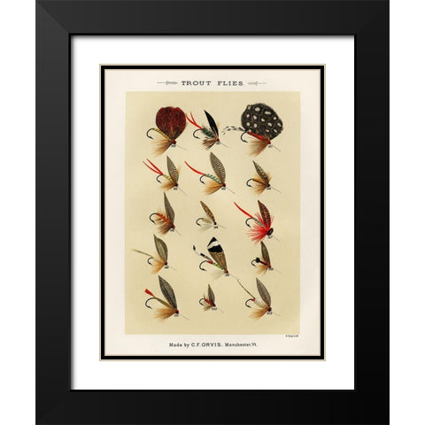 Trout Fishing Flies III from Favorite Flies and Their Histories Black Modern Wood Framed Art Print with Double Matting by Marbury, Mary Orvis