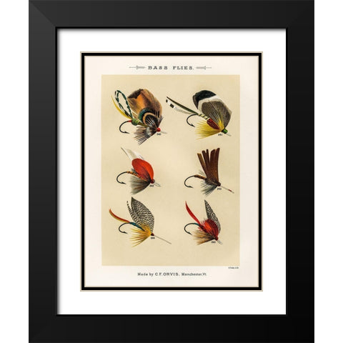 Bass Fishing Flies IX from Favorite Flies and Their Histories Black Modern Wood Framed Art Print with Double Matting by Marbury, Mary Orvis