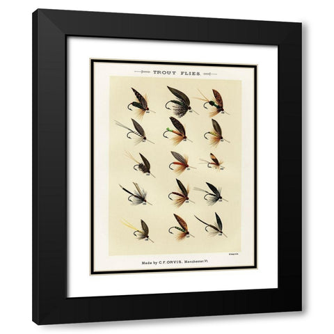 Trout Fishing Flies IX from Favorite Flies and Their Histories Black Modern Wood Framed Art Print with Double Matting by Marbury, Mary Orvis