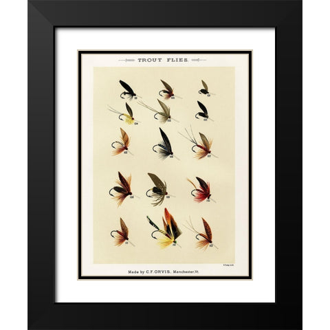 Trout Fishing Flies X from Favorite Flies and Their Histories Black Modern Wood Framed Art Print with Double Matting by Marbury, Mary Orvis