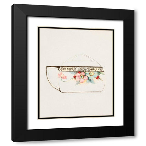 Design for a Noritake Teacup II Black Modern Wood Framed Art Print with Double Matting by Noritake Designs