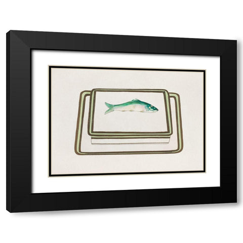 Fish Design for a Noritake Box I Black Modern Wood Framed Art Print with Double Matting by Noritake Designs