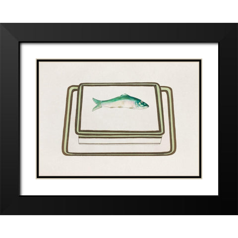 Fish Design for a Noritake Box I Black Modern Wood Framed Art Print with Double Matting by Noritake Designs