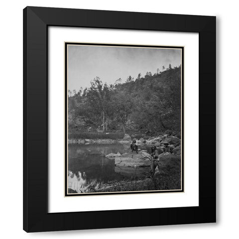 Apache Lake-Sierra Blanca Range-Arizona with Two Apache scouts Black Modern Wood Framed Art Print with Double Matting by OSullivan, Timothy H