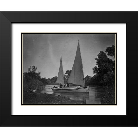 Expedition boat-Truckee River-California Black Modern Wood Framed Art Print with Double Matting by OSullivan, Timothy H