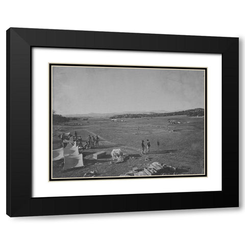 Survey camp near Fort Wingate-New Mexico 1873 Black Modern Wood Framed Art Print with Double Matting by OSullivan, Timothy H