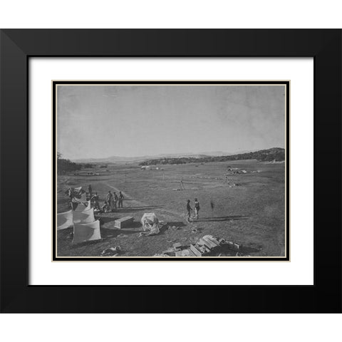 Survey camp near Fort Wingate-New Mexico 1873 Black Modern Wood Framed Art Print with Double Matting by OSullivan, Timothy H