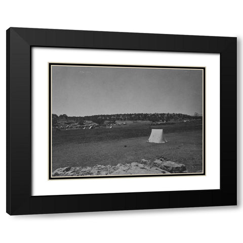 Survey camp near Fort Wingate-New Mexico 1874 Black Modern Wood Framed Art Print with Double Matting by OSullivan, Timothy H