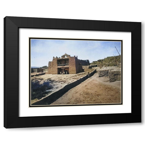 Old Mission Church-Zuni Pueblo-New Mexico Color Black Modern Wood Framed Art Print with Double Matting by OSullivan, Timothy H
