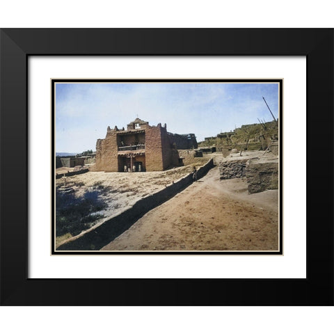 Old Mission Church-Zuni Pueblo-New Mexico Color Black Modern Wood Framed Art Print with Double Matting by OSullivan, Timothy H