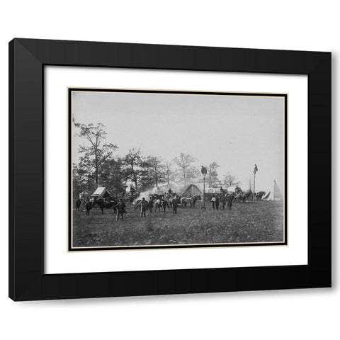U.S. Military telegraph construction corps Black Modern Wood Framed Art Print with Double Matting by OSullivan, Timothy H