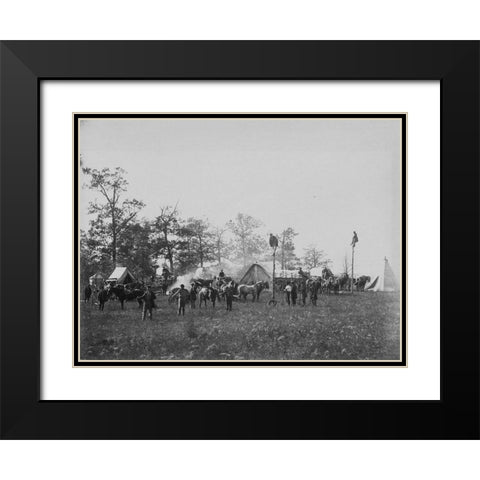 U.S. Military telegraph construction corps Black Modern Wood Framed Art Print with Double Matting by OSullivan, Timothy H