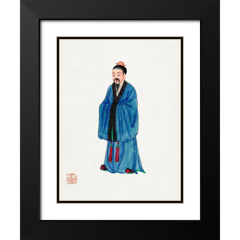 Chinese priest costume Black Modern Wood Framed Art Print with Double Matting by Vintage Chinese Clothing