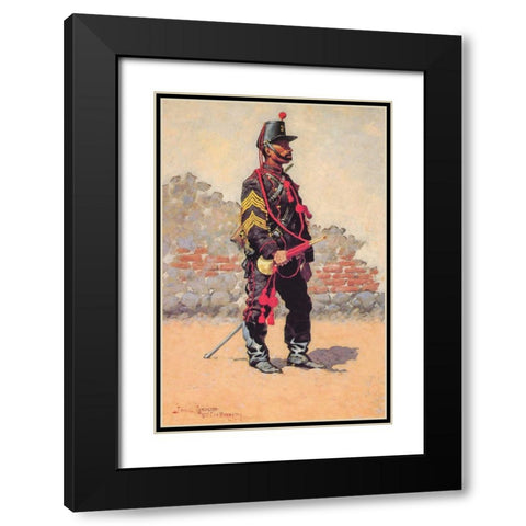Bugler of Cavalry Black Modern Wood Framed Art Print with Double Matting by Remington, Frederic