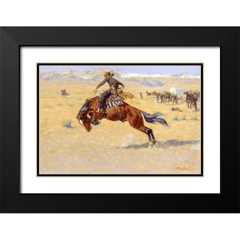 A Cold Morning on the Range Black Modern Wood Framed Art Print with Double Matting by Remington, Frederic
