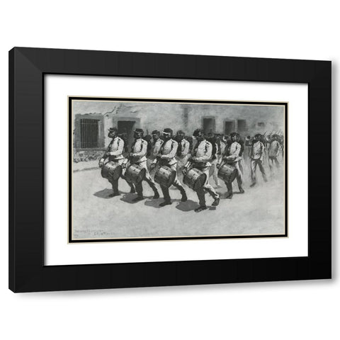 Drum Corps-Mexican Army-Sketch Black Modern Wood Framed Art Print with Double Matting by Remington, Frederic