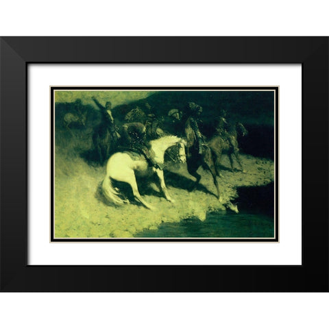 Fired On Black Modern Wood Framed Art Print with Double Matting by Remington, Frederic
