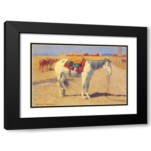 Fort Sill Oklahoma Black Modern Wood Framed Art Print with Double Matting by Remington, Frederic
