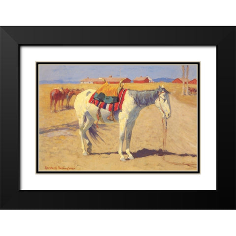 Fort Sill Oklahoma Black Modern Wood Framed Art Print with Double Matting by Remington, Frederic