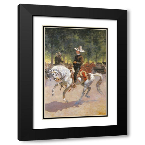 Gentleman Rider on the Paseo de la Reforma Black Modern Wood Framed Art Print with Double Matting by Remington, Frederic