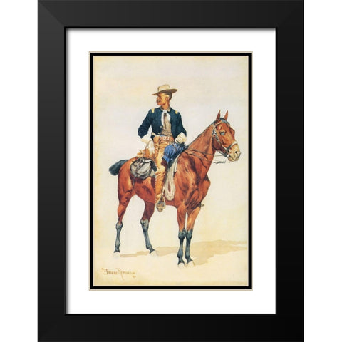 Lieutenant S. C. Roberston-Chief of the Crow Scouts Black Modern Wood Framed Art Print with Double Matting by Remington, Frederic