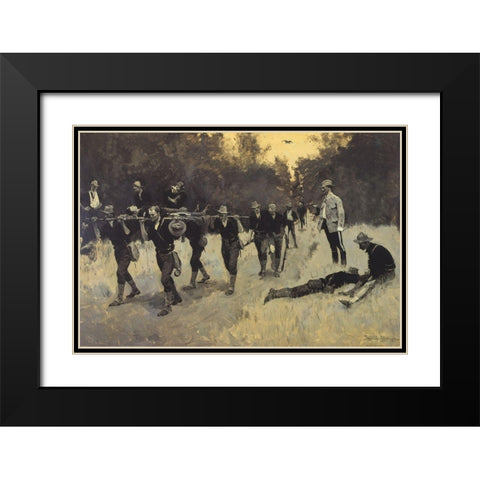 On the San Juan Road Black Modern Wood Framed Art Print with Double Matting by Remington, Frederic