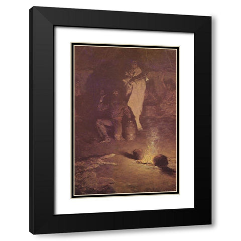 The Guard of the Whiskey Trader Black Modern Wood Framed Art Print with Double Matting by Remington, Frederic