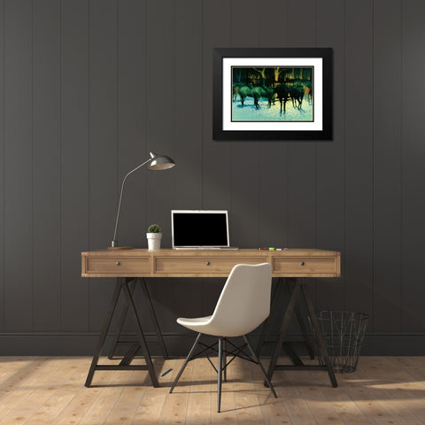 The Winter Campaign Black Modern Wood Framed Art Print with Double Matting by Remington, Frederic
