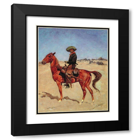The Puncher  Black Modern Wood Framed Art Print with Double Matting by Remington, Frederic