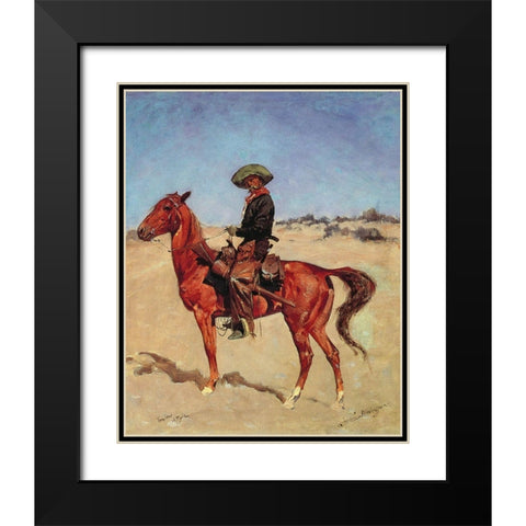 The Puncher  Black Modern Wood Framed Art Print with Double Matting by Remington, Frederic