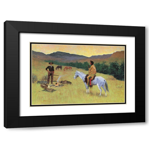 The Questionable Companionship-The Parley Black Modern Wood Framed Art Print with Double Matting by Remington, Frederic