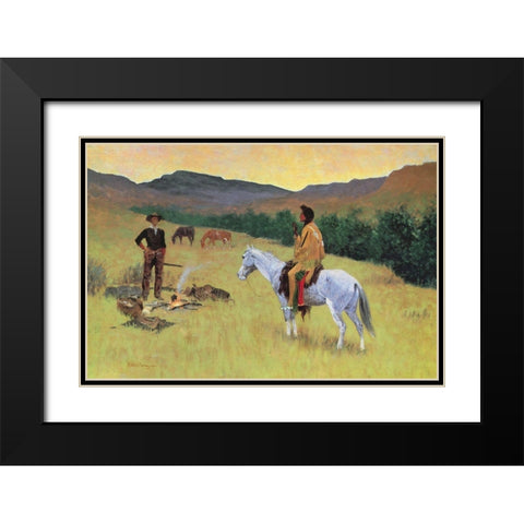 The Questionable Companionship-The Parley Black Modern Wood Framed Art Print with Double Matting by Remington, Frederic