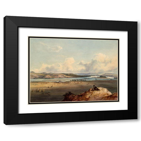 The Trading post Fort Pierre in present South Dakota Black Modern Wood Framed Art Print with Double Matting by Bodmer, Karl