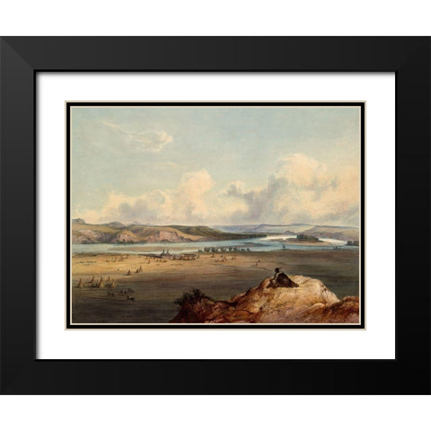 The Trading post Fort Pierre in present South Dakota Black Modern Wood Framed Art Print with Double Matting by Bodmer, Karl