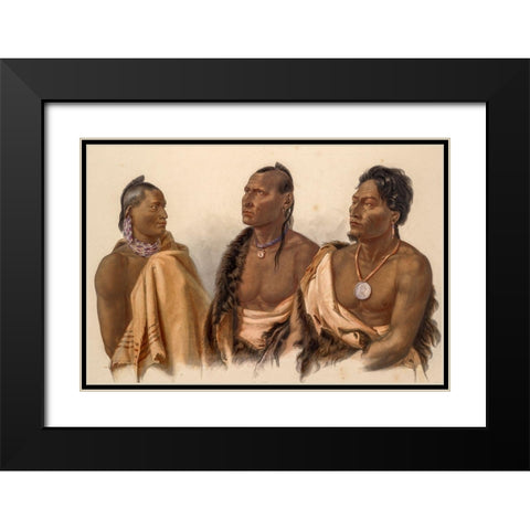Missouria Indian-Otoe Indian and Puncas Chief Black Modern Wood Framed Art Print with Double Matting by Bodmer, Karl