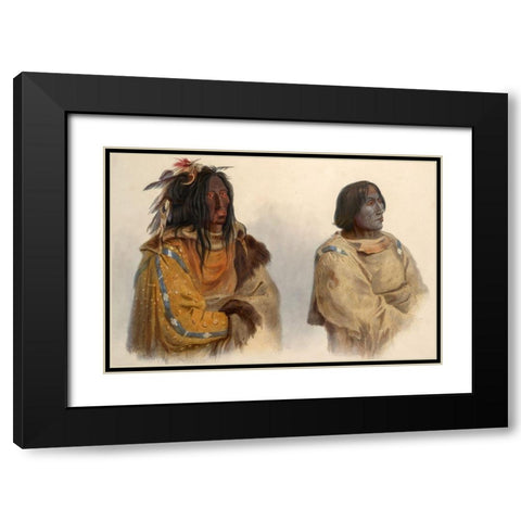 Blackfoot chief and Peikann chief Black Modern Wood Framed Art Print with Double Matting by Bodmer, Karl