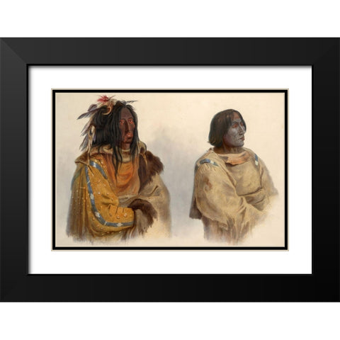 Blackfoot chief and Peikann chief Black Modern Wood Framed Art Print with Double Matting by Bodmer, Karl