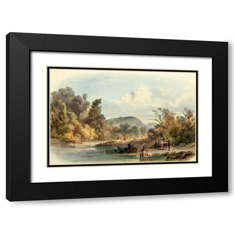 Washinga Sabas grave on Blackbirds hill Black Modern Wood Framed Art Print with Double Matting by Bodmer, Karl