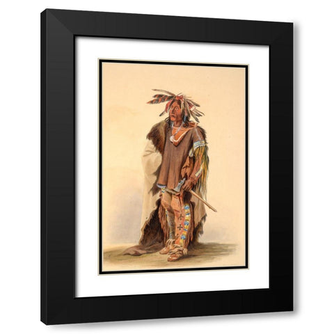 A Sioux warrior Black Modern Wood Framed Art Print with Double Matting by Bodmer, Karl