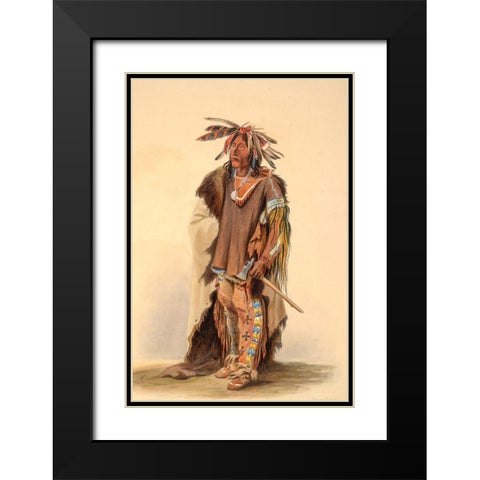 A Sioux warrior Black Modern Wood Framed Art Print with Double Matting by Bodmer, Karl