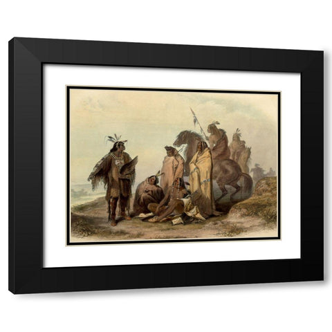 Crow indians Black Modern Wood Framed Art Print with Double Matting by Bodmer, Karl