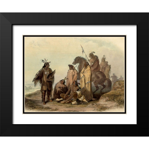Crow indians Black Modern Wood Framed Art Print with Double Matting by Bodmer, Karl